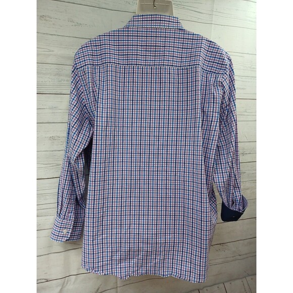 English Laundry Mens Checked Flip Cuff Multicolor white purple blue Sz 18 / XXL - Picture 6 of 11